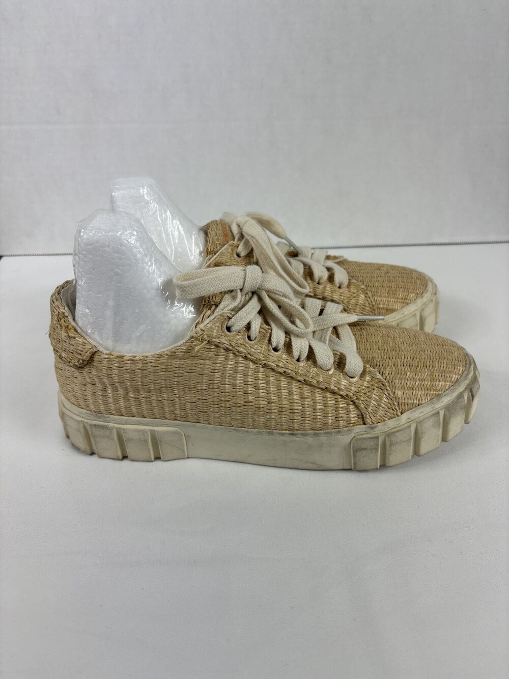 Farm Rio Straw Platform Sneakers 7 Low Top Rattan Raffia Straw Lug Sole